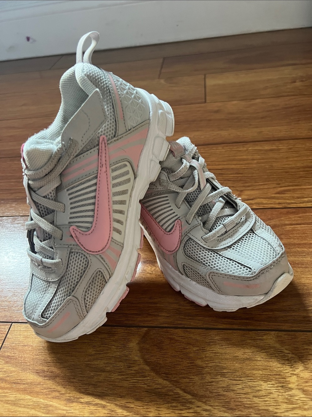 Nike Kids Gray and Pink Lightweight Running Sneakers